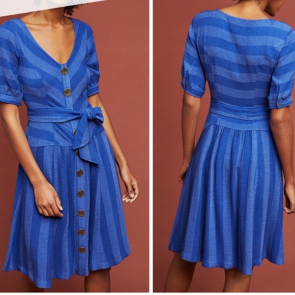Anthropologie Dresses & Skirts - Maeve Anthropologie Tonal Stripe Dress Blue